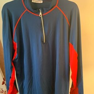 Sun Protection Zone Men's Navy and Red Rash Guard